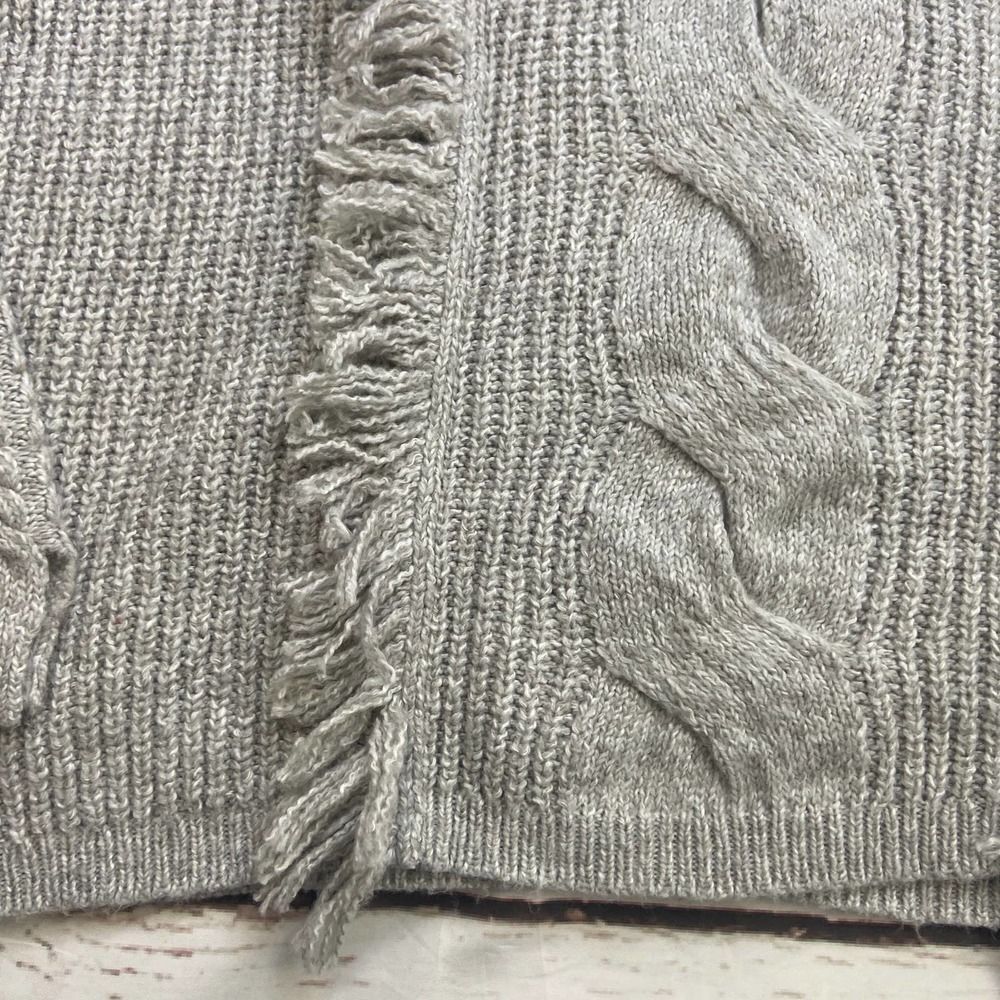 Abound Gray V Neck Fringe Cable tight Knit long sleeve Sweater womens XXL NWT - Picture 3 of 6